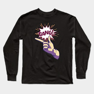 Inuyashiki Hiro Hand Bang Pose in Vintage Pop Art Style : Sci Fi Anime Who the MC is Old Man and Boy Who Got Power from Alien Long Sleeve T-Shirt